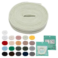 [TEN ANNTONIO] 靴紐 シューレース コットン100％ 平紐 白 黒 アイボリー グレー ネイビー 80cm 100cm 120cm 140cm 160cm 21色展開 耐久性 水洗い可能 丈夫 おしゃれ 変え [ミントグリーン] [長 80cm]