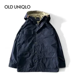 UNIQLO オールドユニクロ マウンテンパーカー ミリタリージャケット フーディー 無地 紺タグ L ネイビー ★M164