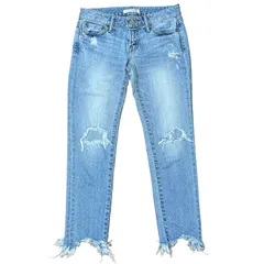 MOUSSY fringe cropped スキニー ライトブルー サイズ25 レディースS マウジー フリンジクロップドスキニー