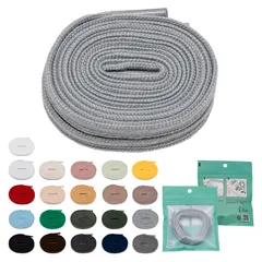 [TEN ANNTONIO] 靴紐 シューレース コットン100％ 平紐 白 黒 アイボリー グレー ネイビー 80cm 100cm 120cm 140cm 160cm 21色展開 耐久性 水洗い可能 丈夫 おしゃれ 変え [ライトグレー] [長 100cm]