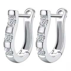 キラキラ　U字　フープピアス　シルバー【両耳セット】