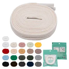 [TEN ANNTONIO] 靴紐 シューレース コットン100％ 平紐 白 黒 アイボリー グレー ネイビー 80cm 100cm 120cm 140cm 160cm 21色展開 耐久性 水洗い可能 丈夫 おしゃれ 変え [オフホワイト] [長 160cm]