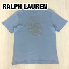 POLO RALPH LAUREN ポロラルフローレン イーグル 鷲 ビッグプリント 半袖Tシャツ L くすみブルー 着丈61.5cm 肩幅43cm 身幅(脇下)46cm 袖丈20cm【古着】