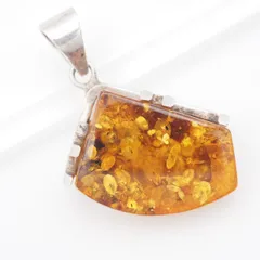 L204 琥珀 コハク アンバー ペンダント トップ 925刻印 シルバー デザイン チャーム ヘッド