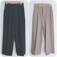 【未使用品/股下補正済み65ｃｍ】UNIQLO　タックワイドパンツ　Sサイズ　WOMAN 　黒＆ベージュ　２点セット　低身長　小柄の方向け