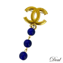 シャネル ココマーク カラーストーン スイング ブルー 96P ヴィンテージ レディース ブローチ