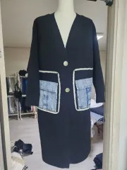 ブラック デニム ポケット ロング カーディガン 新品