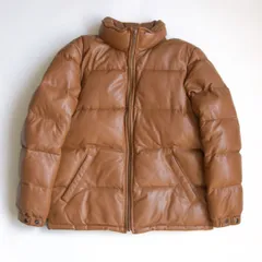 【雰囲気抜群】WIND ARMOR【レザー ダウンジャケット】L ブラウン ウインドアーマー 25120566