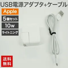 中古 USB電源アダプタ10W＋ライトニングケーブル 10個セット Apple 純正品 充電器 充電 iPad iPhone USB電源 送料無料