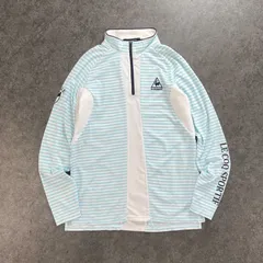 le coq sportif Golf Collection ルコックスポルティフ ゴルフ コレクション 長袖 ハーフジップ シャツ ラグラン ボーダー ロゴ刺繍 メンズ  L