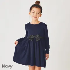 [ネイビー]子供服 ワンピース 女の子 キッズ 子供 キッズ服 女の子 長袖 フォーマルワンピース ワンピ スカート セレモニー オケージョン リボン 七五三 evercloset ever closet エバクロ エバークローゼット