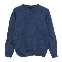 Barbour/バブアー エルボーバッチ ウール ニット セーター 長袖 ワンポイント刺繡 クルーネック メンズ S ブルーのサムネイル
