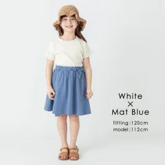[ホワイト&マットブルー]子供服 ワンピース ドッキング 女の子 半袖 キッズ ワンピ キッズワンピ 80 90 100 110 120 130 140 150 春夏 evercloset ever closet エバクロ エバークローゼット
