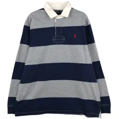 古着 ラルフローレン Ralph Lauren POLO RALPH LAUREN CUSTOM SLIM FIT ボーダー柄 長袖 ラガーシャツ メンズXL相当/eaa597690