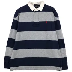 古着 ラルフローレン Ralph Lauren POLO RALPH LAUREN CUSTOM FIT ボーダー柄 長袖 ラガーシャツ メンズL相当/eaa597691