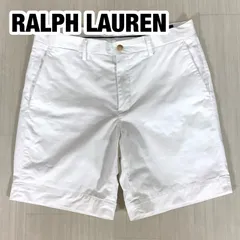 POLO RALPH LAUREN ポロラルフローレン コットン ショートパンツ 半ズボン 32インチ  ホワイト 白 刺繍ロゴタグ 総丈47cm ウエスト86cm 股上27cm 股下20cm 裾幅27.5cm【古着】