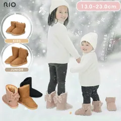 【キャメル】キッズ ベビー ムートンブーツ バックリボン 子供 冬 ふわふわ あたたかい おそろいコーデ 防寒 R44408 R44409