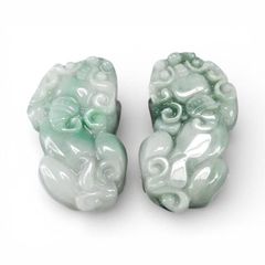 菊花石化石天然石金銭三枚ヒキュウ彫刻品置物ペンダントトップ風水物