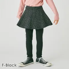 [F．ブラック]スカッツ キッズ ベビー 子供 子供服 キッズ服 女の子 秋冬物 スカート スパッツ スカートレギンス 総柄 プリント インナー付 ストレッチ evercloset ever closet エバクロ エバークローゼット