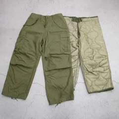 70S 74年製 M-65 US ARMY アーミー アメリカ軍 軍物 フィールド カーゴ パンツ キルティング ライナー付き カーキ ビンテージ 1217P♪