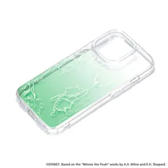 iPhone15Pro ケース ディズニー くまのプーさん クリア 透明 グラデーション グリーン ハイブリッド キャラクター グッズ スマホ カバー アイフォン アイホン 2023 6.1inch ３眼  【ゆうパケットにて発送】【1/7発送予定】