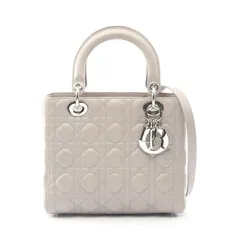 ディオール Dior ハンドバッグ LADY DIOR レディディオール カナージュ ライトグレー レザー レディディオール カナージュ 2wayトート レディース Used A