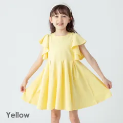 [イエロー]子供服 ワンピース 袖フリル 半袖 ワンピ こども服 キッズ 女の子 80 90 100 110 120 130 140 150 春夏 evercloset ever closet エバクロ エバークローゼットのサムネイル