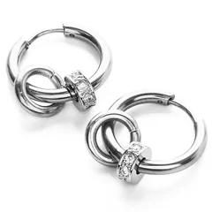 [SEIYA INTERNATIONAL] ピアス メンズ フープピアス 2連 リング リングピアス レディース 両耳 セット (シルバー) 1