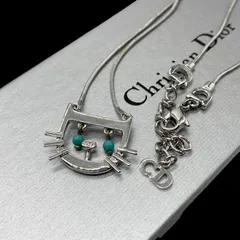 良品 Christian Dior クリスチャン ディオール 猫 ねこモチーフ ネックレス シルバー アクセサリー ヴィンテージ ジュエリー 箱付き