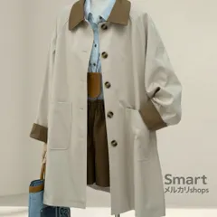 トレンチコート レディース ミドル丈 配色 襟付き ストレッチ 体型カバー 秋 アウター M251223-7