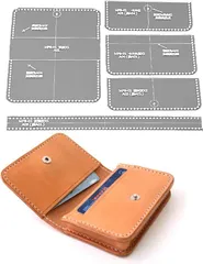 EXDUCT レザークラフト 型紙 アクリル 財布 小銭入れ カード入れ 名刺ケース ハンドメイド 手作り (オレンジ)