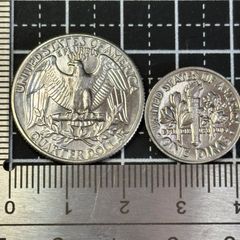 米国】1985年 ワシントン・クォーター＆ルーズベルト・ダイム 2枚組