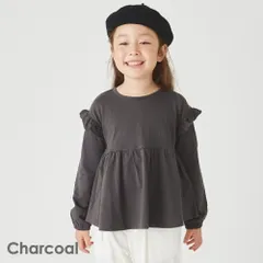 [チャコール]子供服 Tシャツ ベビー キッズ マタニティ 女の子 ガーリー 綿 コットン 普段使い 80 90 100 110 120 130 140 evercloset ever closet エバクロ エバークローゼット