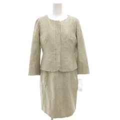 クードシャンス CdeC COUP DE CHANCE タグ付き アンサンブル フォーマル ノーカラージャケット ノースリーブワンピース ひざ丈 ラメ 38 ベージュ /GV ■FF