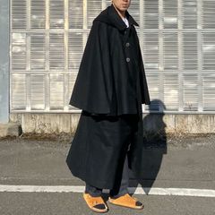 大正〜昭和初期 ウール トンビマント 二重廻し ジャパンヴィンテージ 外套 ブラックウール