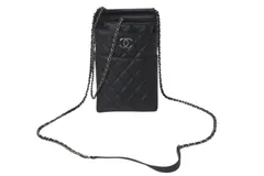 CHANEL シャネル CC ミニ ウェイターバッグ ショルダーバッグ キャビアスキン ブラック アンティークシルバー金具 21番台 ロングウォレット付き 美品 中古 4c076526