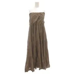 マリハ MARIHA 草原の夢 ドレス ベアトップワンピース ロング フレア ギャザー 茶 ブラウン /GV ■GY62