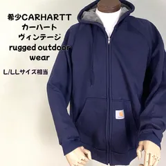 【希少】90s CARHARTT RUGGED OUTDOOR WEAR カーハート フルジップ パーカー ネイビー 紺 L相当 肉厚 古着 状態良しです。