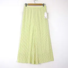 ユニクロ UNIQLO シフォン プリーツ スカート パンツ スカパン イージーパンツ M 黄 イエロー タグ付 美品