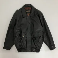 ◆ レザージャケット ヴィンテージ リアルレザー ジップアップ 羊革 ブラック Lサイズ メンズ 古着 1.3kg