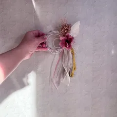 くすみカラーのお正月しめ縄｜長く飾れる花で毎年飾れる｜小ぶり・玄関飾り　No.2