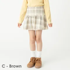 [C-ブラウン(チェック柄)]子供服 1分丈 スカッツ ベビー キッズ マタニティ スカート スパッツ レギンス 80 90 100 110 120 130 140 150 160 evercloset ever closet エバクロ エバークローゼット