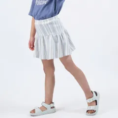 [M-サックス(ストライプ柄)]子供服 1分丈 スカッツ ベビー キッズ スカート スパッツ レギンス 80 90 100 110 120 130 140 150 160 evercloset ever closet エバクロ エバークローゼット