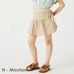 [N-モカ(ギンガム柄)]子供服 1分丈 スカッツ ベビー キッズ マタニティ スカート スパッツ レギンス 80 90 100 110 120 130 140 150 160 evercloset ever closet エバクロ エバークローゼット