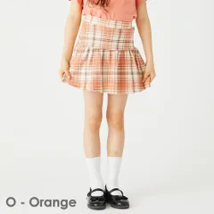 [O-オレンジ(チェック柄)]子供服 1分丈 スカッツ ベビー キッズ マタニティ スカート スパッツ レギンス 80 90 100 110 120 130 140 150 160 evercloset ever closet エバクロ エバークローゼット