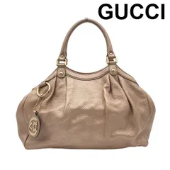 ● グッチ GUCCI スーキー Sukey トートバッグ ハンドバッグ インターロッキングG チャーム付き ベージュ系 レザー レディース 5E404