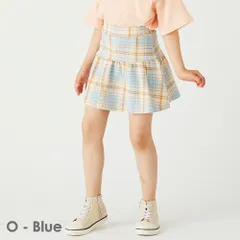 [O-ブルー(チェック柄)]子供服 1分丈 スカッツ ベビー キッズ マタニティ スカート スパッツ レギンス 80 90 100 110 120 130 140 150 160 evercloset ever closet エバクロ エバークローゼット