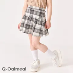 [Q-オートミール(チェック柄)]子供服 1分丈 スカッツ ベビー キッズ スカート スパッツ レギンス 80 90 100 110 120 130 140 150 160 evercloset ever closet エバクロ エバークローゼット