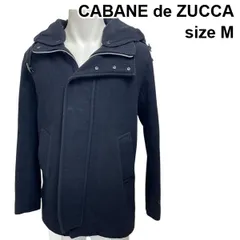 ■ カバンドズッカ CABANE de ZUCCA コート フード付 ジップ スナップボタン 二重開閉式 黒 毛 M メンズ S5Y590