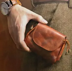 手染め 植物タンニンなめし 本革 コインケース｜レディース レトロ 和風 牛革 キーケース イヤホン収納　bu１